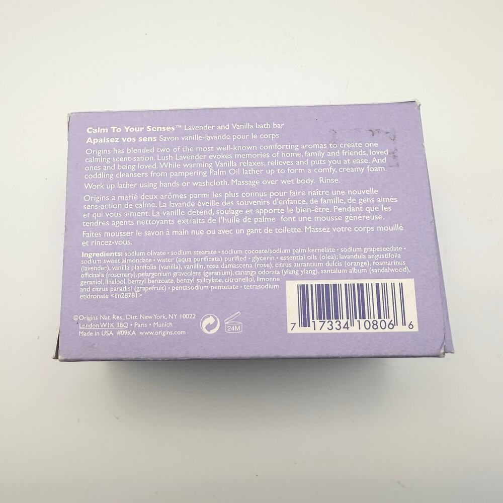 Origins Calm To Your Senses Lavender and Vanilla Bath Bar NIB Discontinued 5oz - Picture 2 of 4